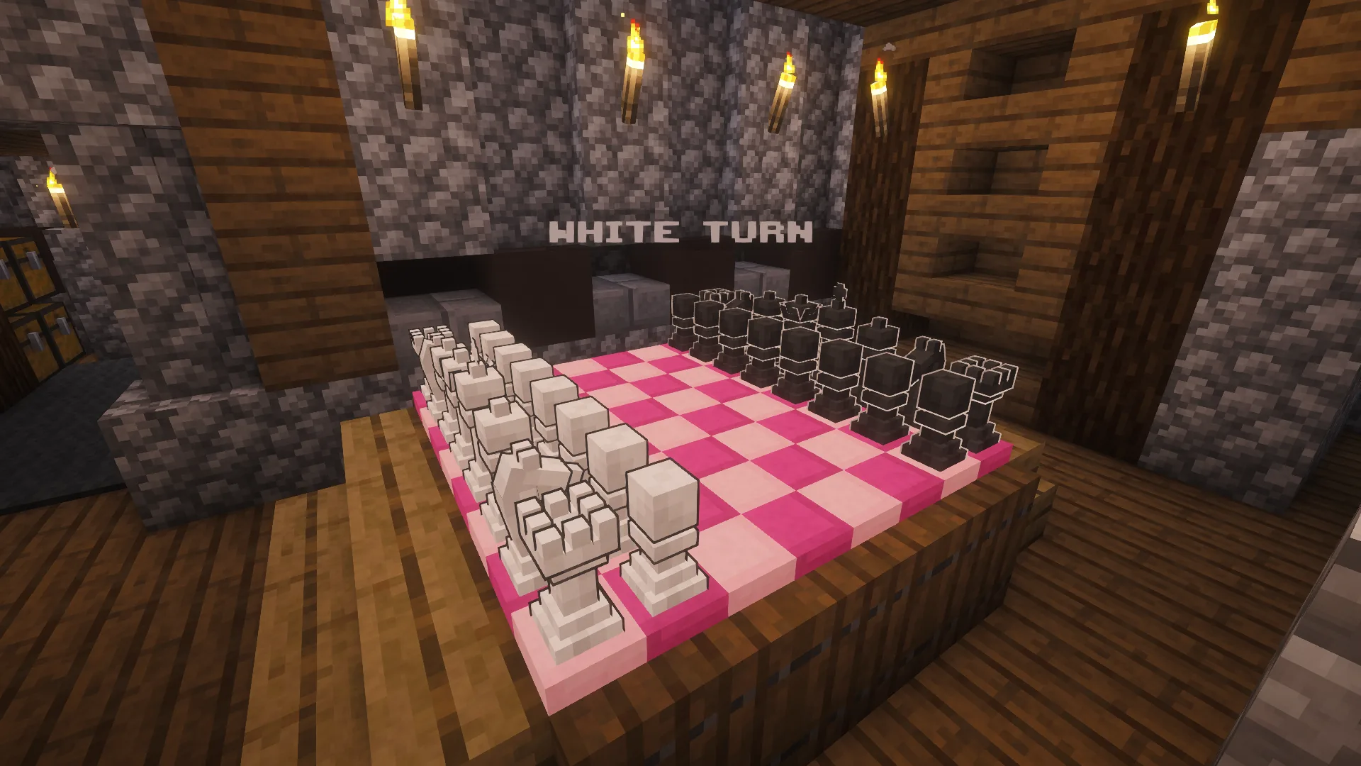 Tablero de ajedrez dentro de Minecraft