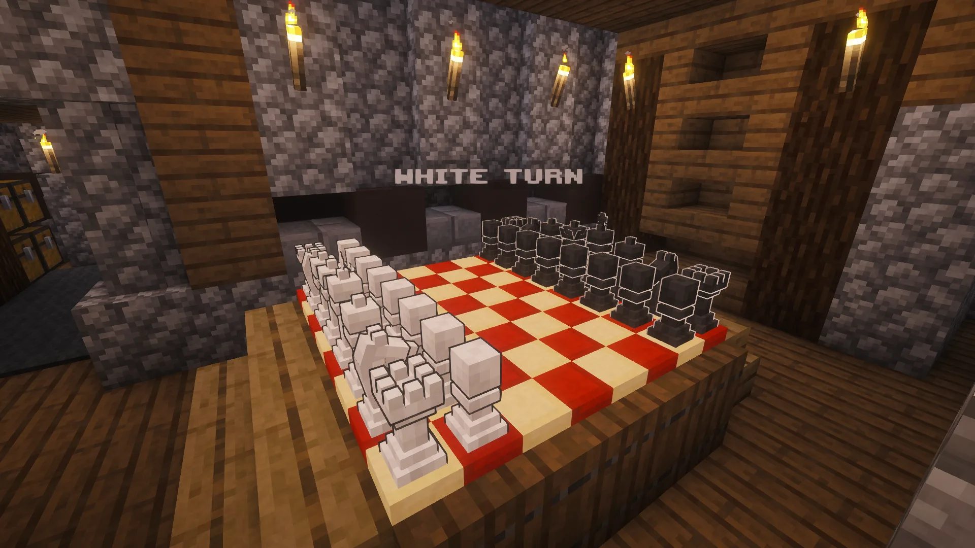 Partida de ajedrez dentro de Minecraft
