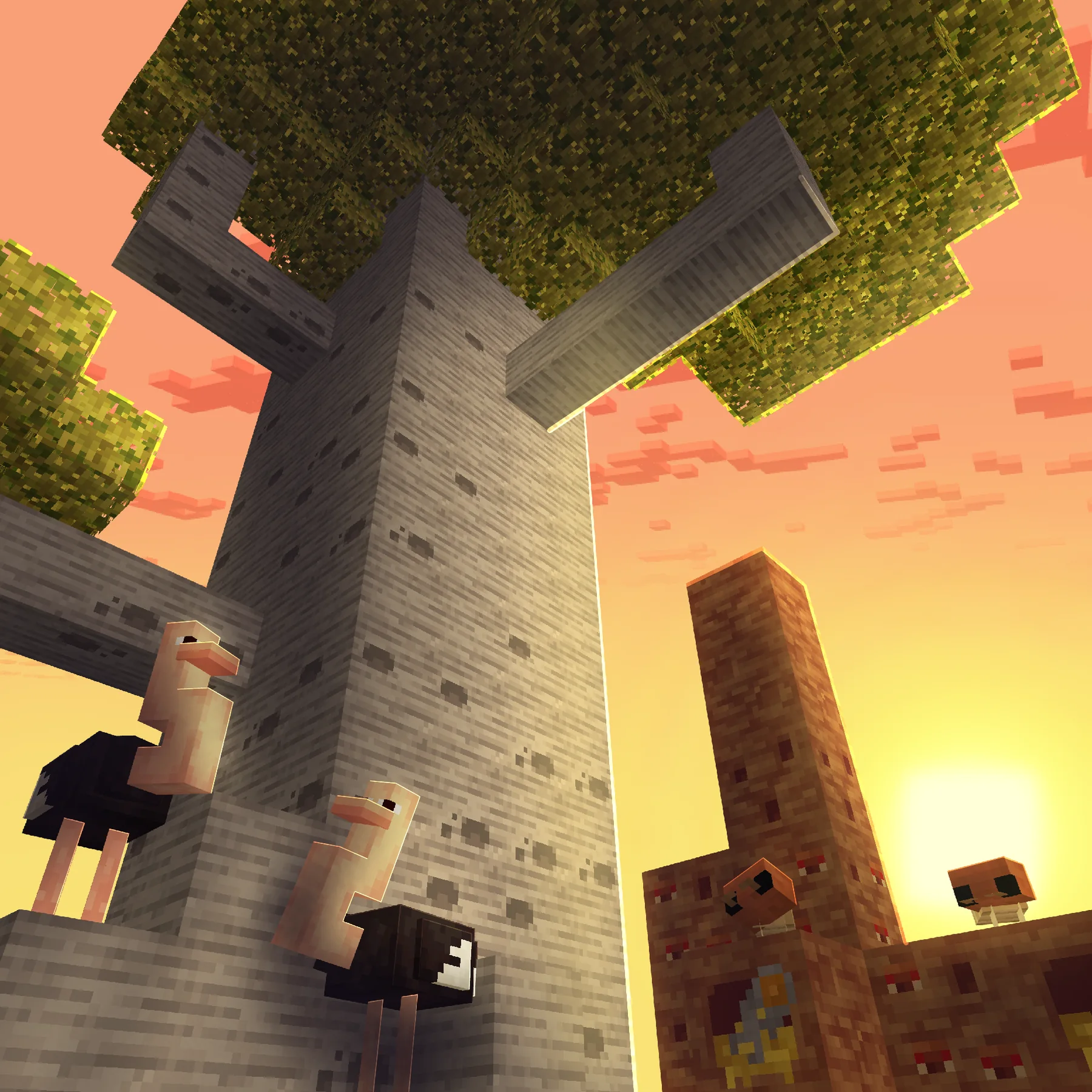 Aves y árboles de Masky Biomes Expansion
