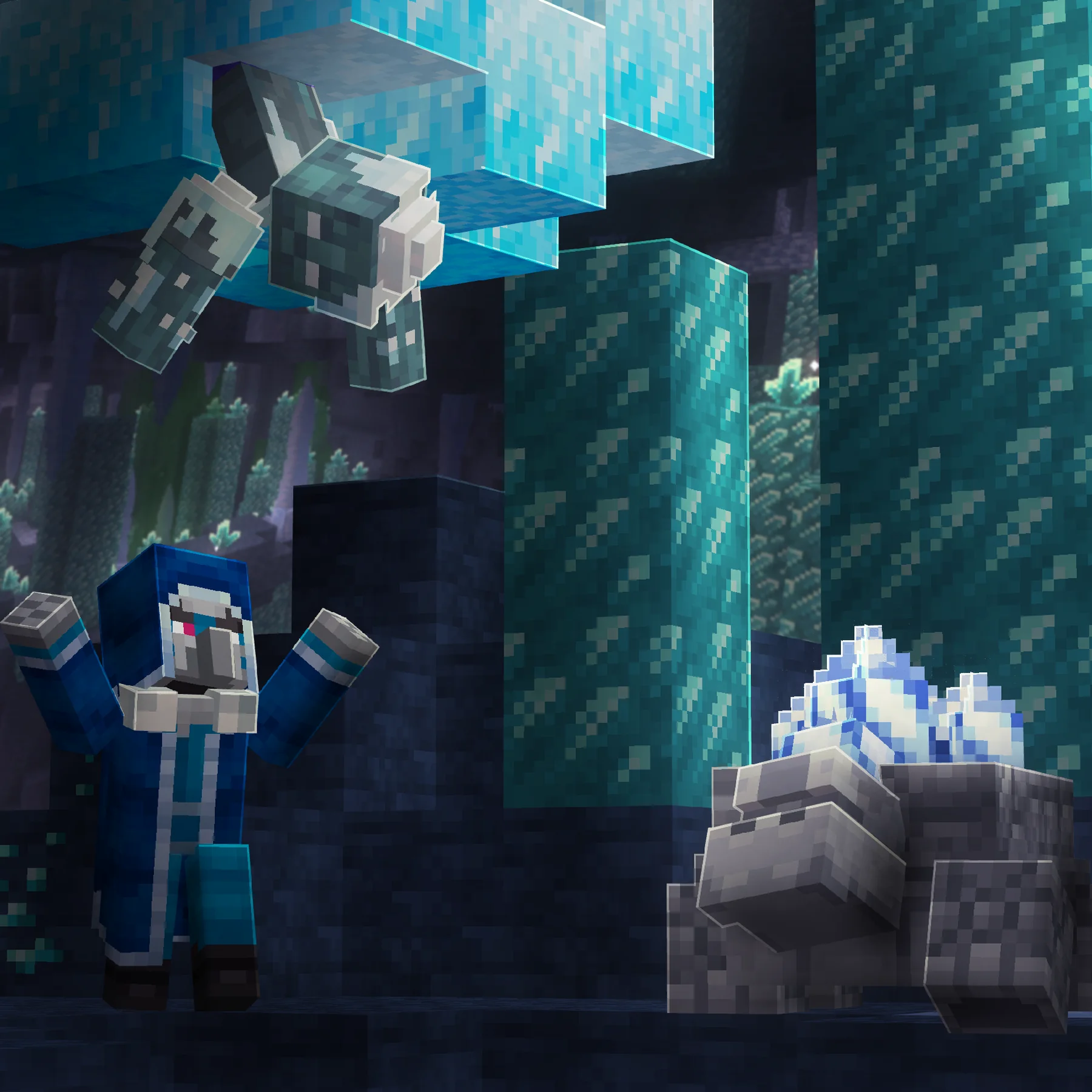 Criaturas en las cuevas de Masky Biomes Expansion